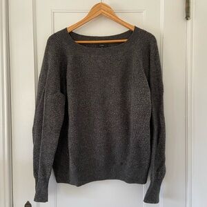 J. Crew charcoal grey waffle knit raglan sweater, size medium